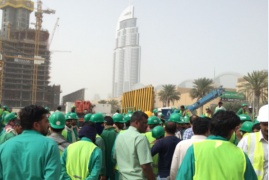 Construction workers stage protest